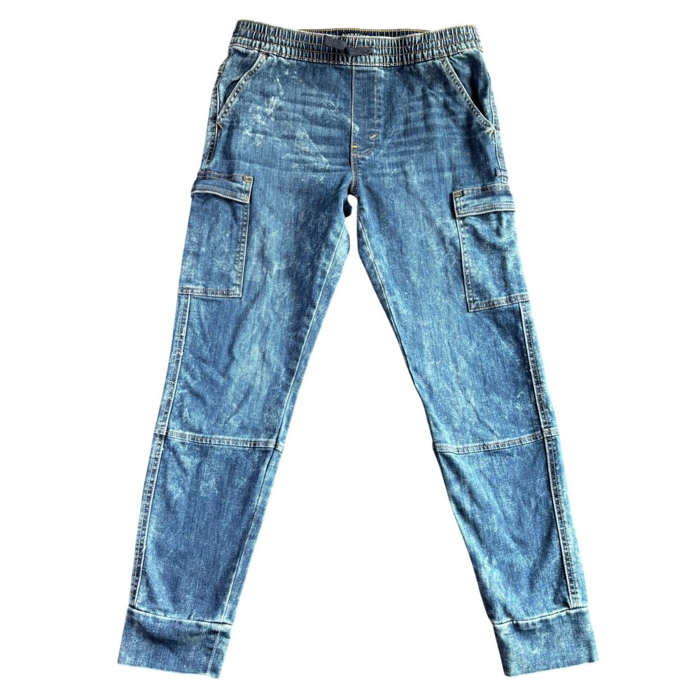 Signature by Levi Strauss & Co Women XXL Blue Acid Wash Cargo Denim Jogger Pants